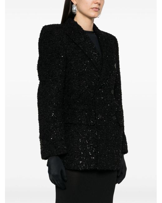 Balenciaga Black Doppelreihiges Bouclé-Sakko