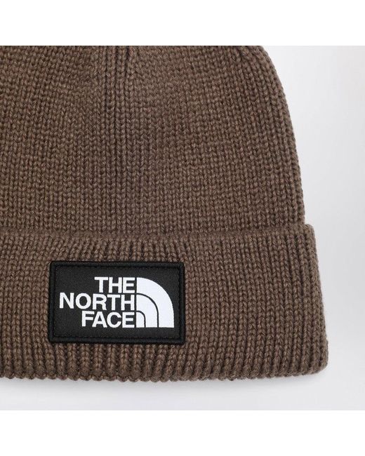 The North Face Brown Beanie With Logo Patch