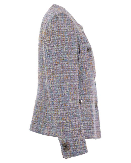 Tagliatore Blue Crew Neck Jacket With Front Pockets