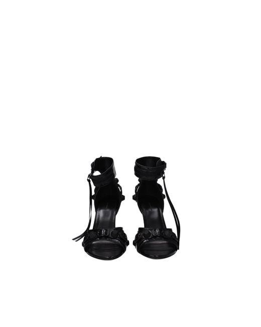 Balenciaga Black Cagole Sandals Leather