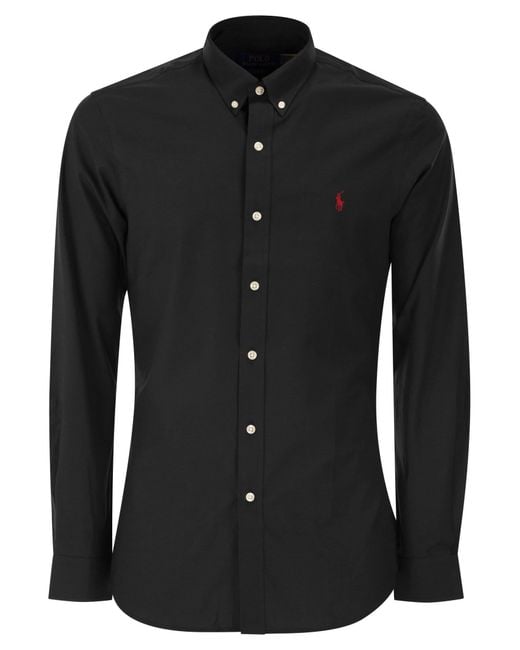 Polo Ralph Lauren Black Slim Fit Stretch Poplin Shirt for men