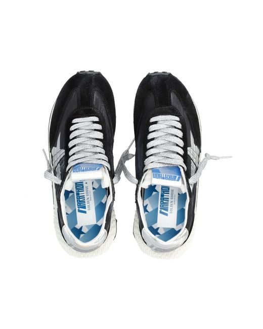 Golden Goose Deluxe Brand Blue Graphic Running Sneakers