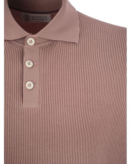 Jersey in stile polo di branco di di Brunello Cucinelli in Pink da Uomo