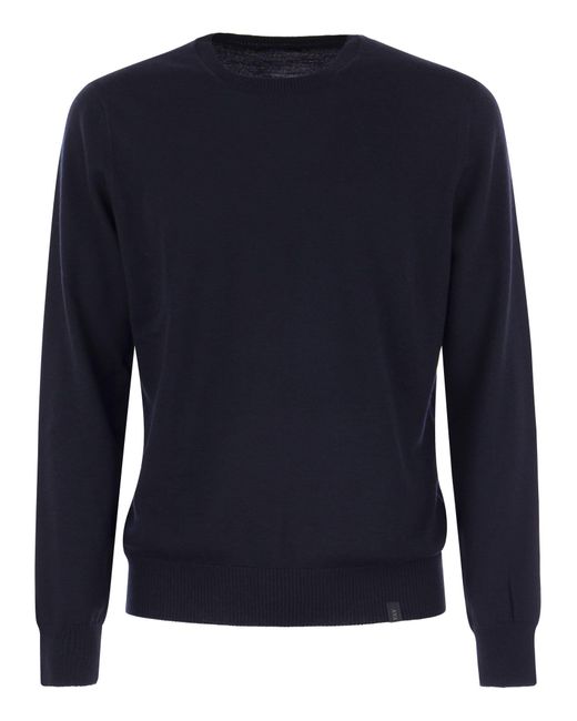 Fay Blue Wool Crew Neck Pullover