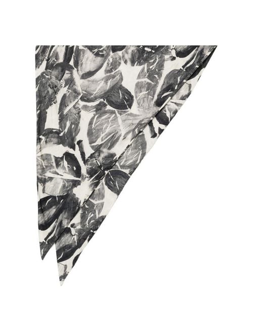 Alysi White Printed Silk Foulard