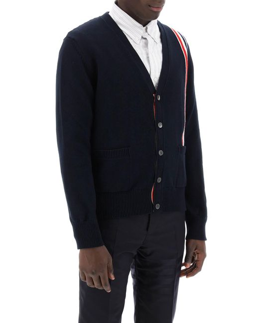 Cardigan de coton avec rouge, blanc Thom Browne pour homme en coloris Blue