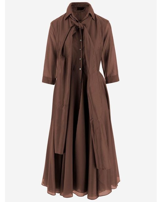F.it Brown Lyocell Blend Dress With Knotted Collar