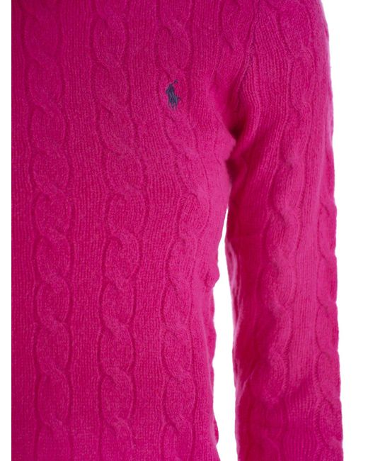 Wool e Cashmere Cable Knit Sweater di Polo Ralph Lauren in Pink