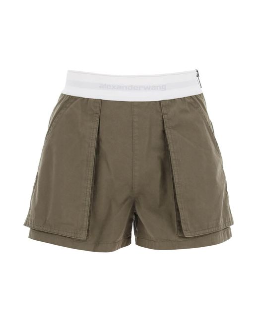 Alexander Wang Green Cargo -Shorts mit elastischen Bund