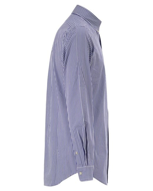 Polo Ralph Lauren Blue Striped Stretch Oxford Shirt