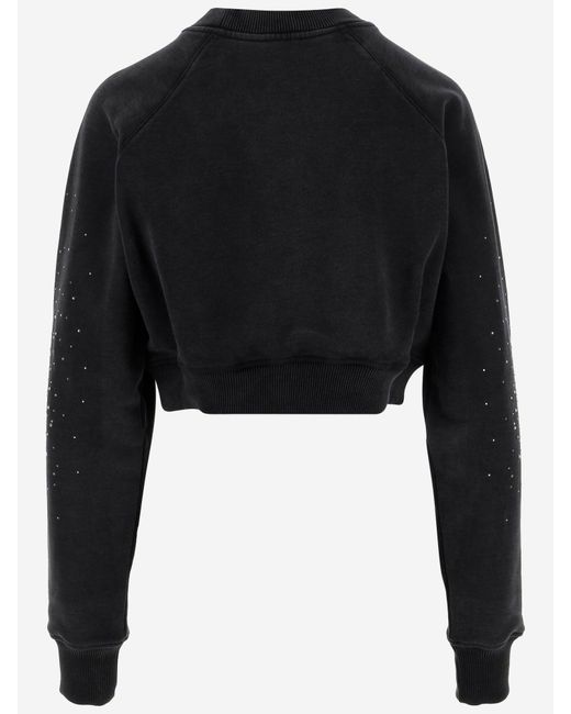 Casablanca Black Short Sweatshirt With Crystals La Prémonition