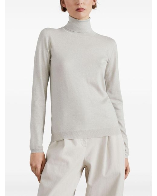 Brunello Cucinelli Gray Cashmere Turtle-Neck Sweater