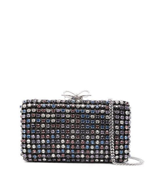 Self-Portrait Gray Embellished Clutch