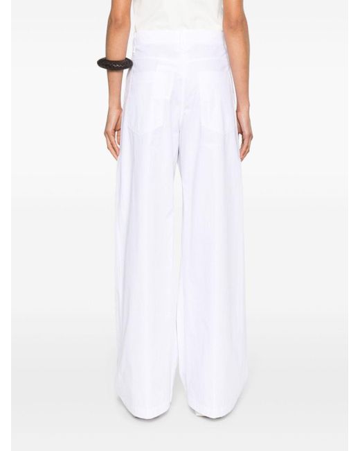 Sportmax White Wide-Leg Cotton Trousers