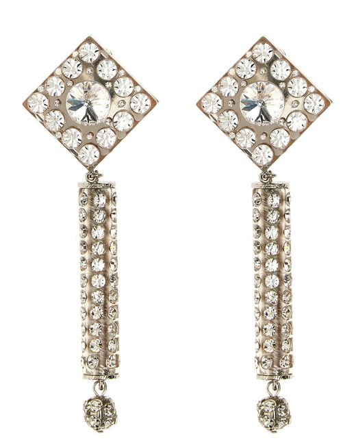 Alessandra Rich White Alessandra reiche Kristallohrringe
