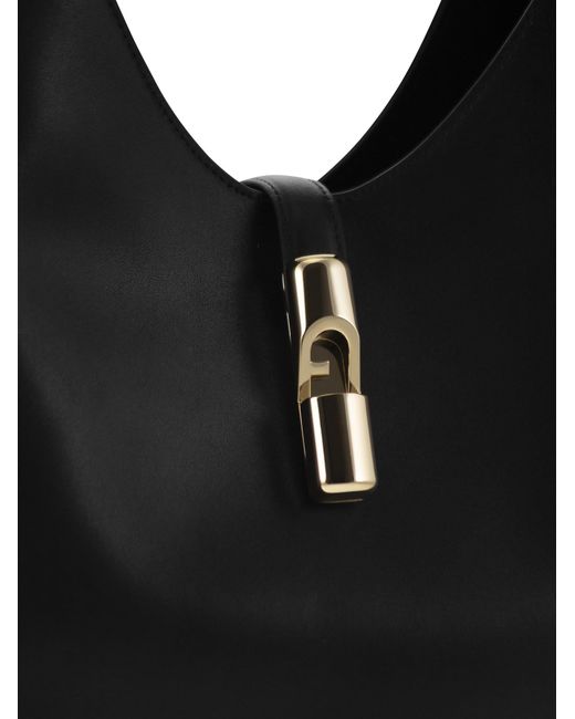 Furla Black Deconstructed Leather Hobo Shoulder Bag