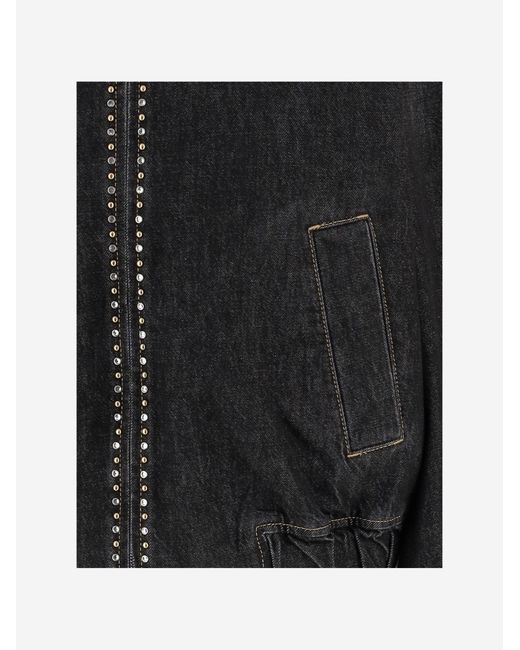 Versace Versierd Spijkerjack in het Black