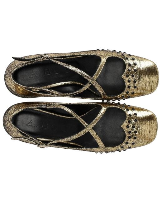 A.Bocca Metallic Crackled Leather Heart Stud Pumps