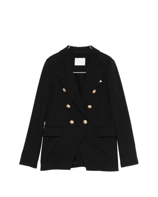 Circolo 1901 Black Cotton Double-Breasted Jacket