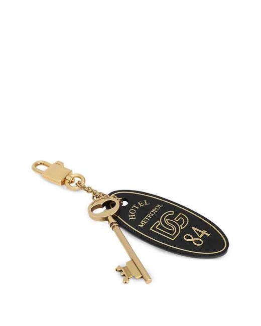 Dolce & Gabbana Metallic Keychain With Logo Appliqué