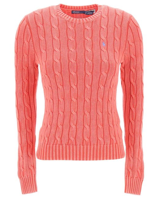 Suéter de jabón de punto de punto de cable de algodón de Polo Ralph Lauren de color Pink