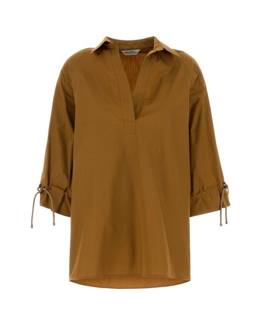 Max Mara Natural Biscuit Poplin Adorni Blouse