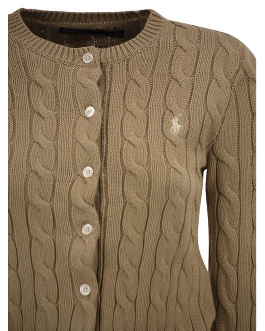 Polo Ralph Lauren Natural Cable Knit Cotton Crew Neck Cardigan