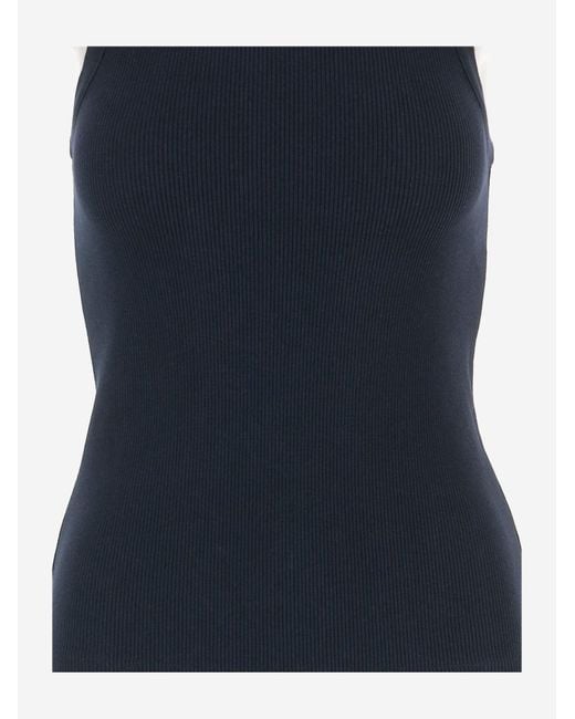 Vince Blue Stretch Cotton Blend Tank Top