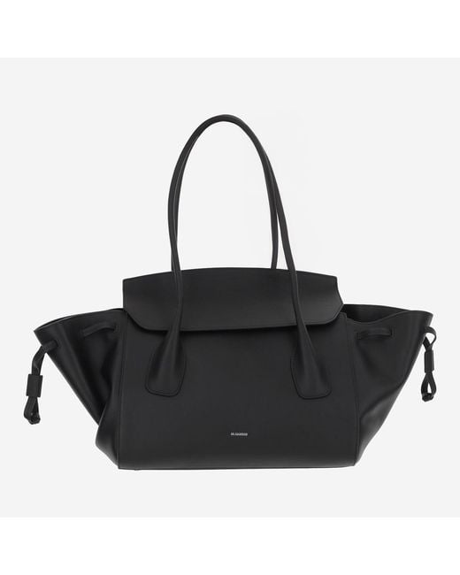 Jil Sander Black Voyage Small Leather Bag
