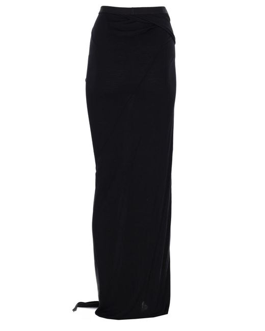 Rick Owens Black Solid Maxi Skirt
