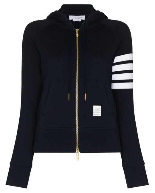 Thom Browne Black Classic Loopback 4 Bar Zip Hoodie