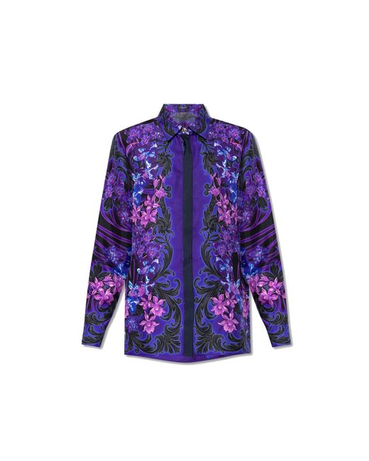 Versace Purple Silk Printed Shirt