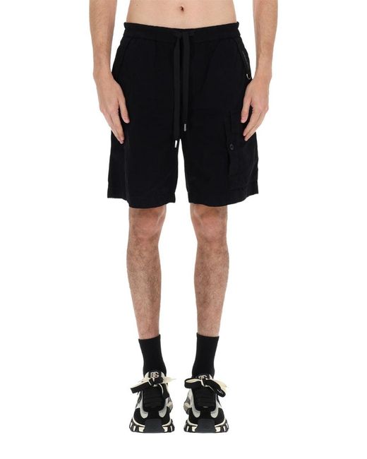 Dolce & Gabbana Black Shorts Drawstring Cotton Blend for men