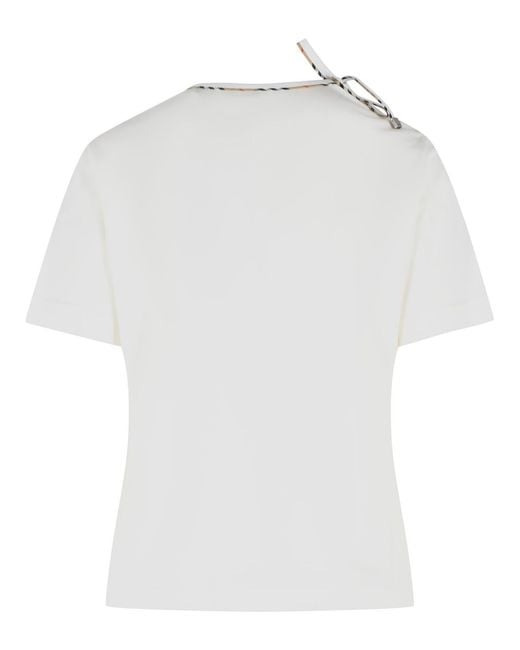 Burberry White 'Frankie Bow' Cotton T-Shirt