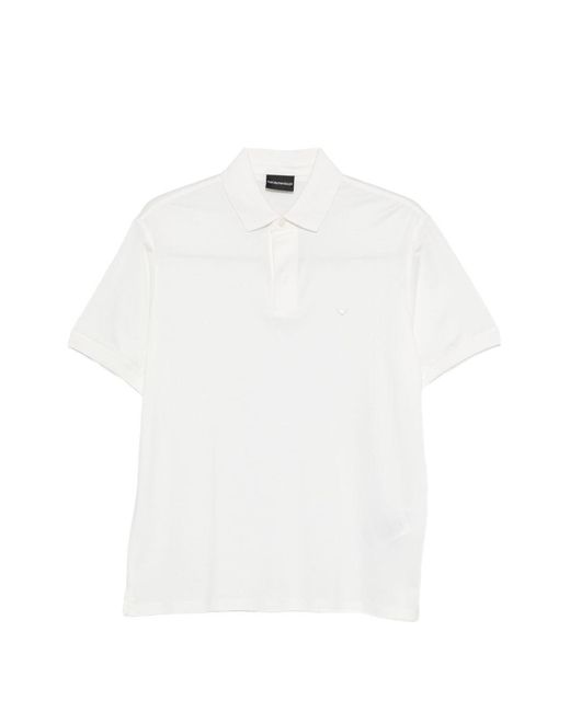 Emporio Armani White Cotton Polo Shirt for men