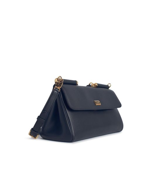 Dolce & Gabbana Blue 'My Sicily' Plongã Calf Leather Handbag