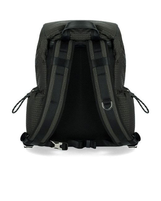 Emporio Armani Black Monogram Military Backpack for men
