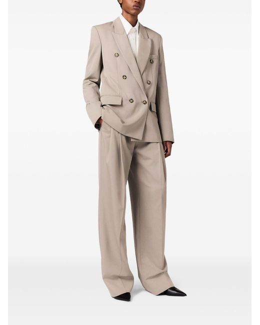 Stella McCartney Natural Pleated Wool Trousers