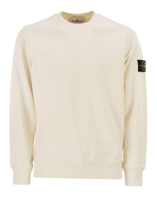 Stone Island Natural Regular Fit Crew Neck Sweatshirt With Raglan Sleeves for men