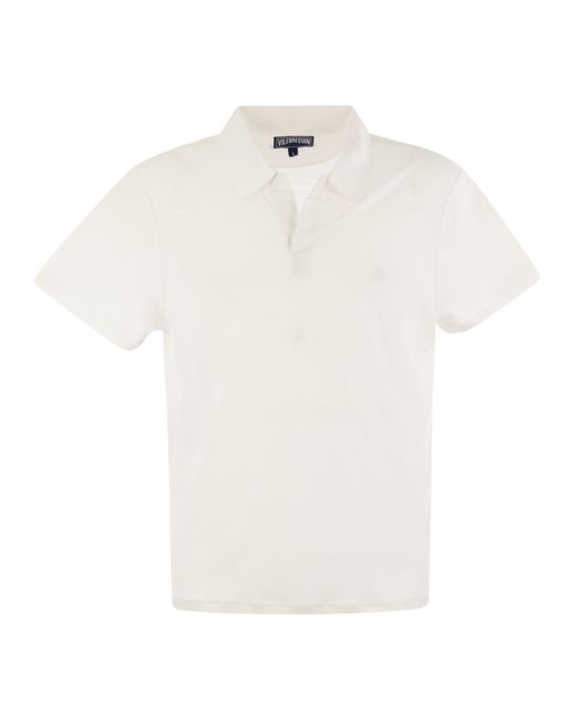 Vilebrequin White Short-Sleeved Linen Polo Shirt for men