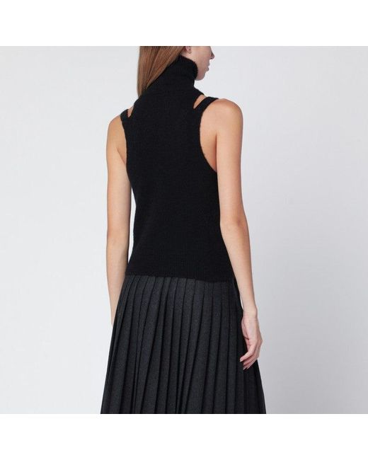 Roberto Collina Black Cashmere Blend Turtleneck Top