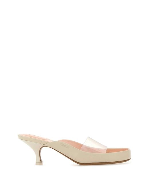 Chloé Natural Two-tone Pvc And Leather Junie Mules