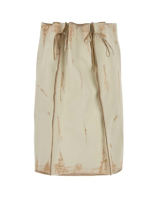 Prada Natural Sand Leather Skirt
