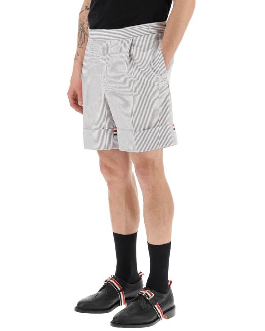 Shom Browne Shorts rayados con detalles de tricolor Thom Browne de hombre de color Gray