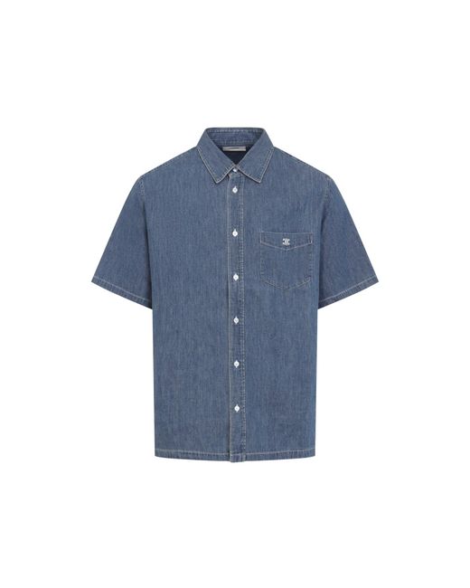 Céline Blue Cotton Bowling Shirt for men
