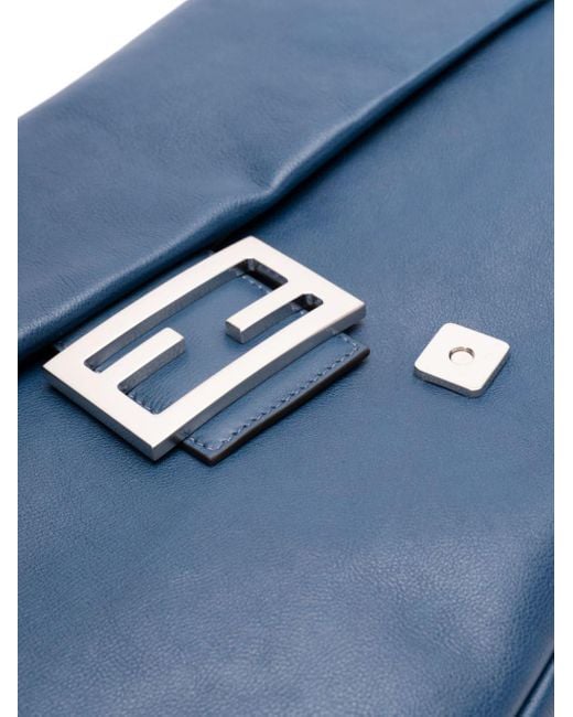 Fendi Blue Leather Baguette Shoulder Bag