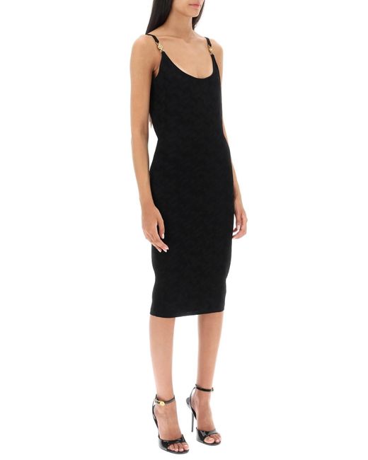 Monogramm Strick -Mini -Kleid Versace de color Black