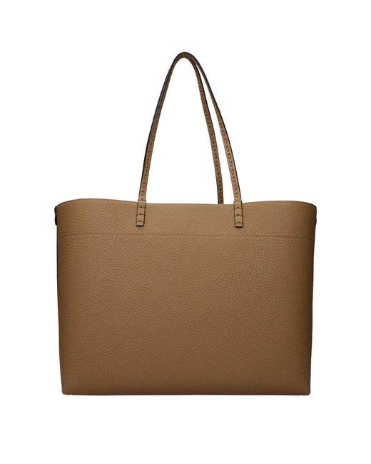Fendi Brown Leather Shoulder Bag Roll
