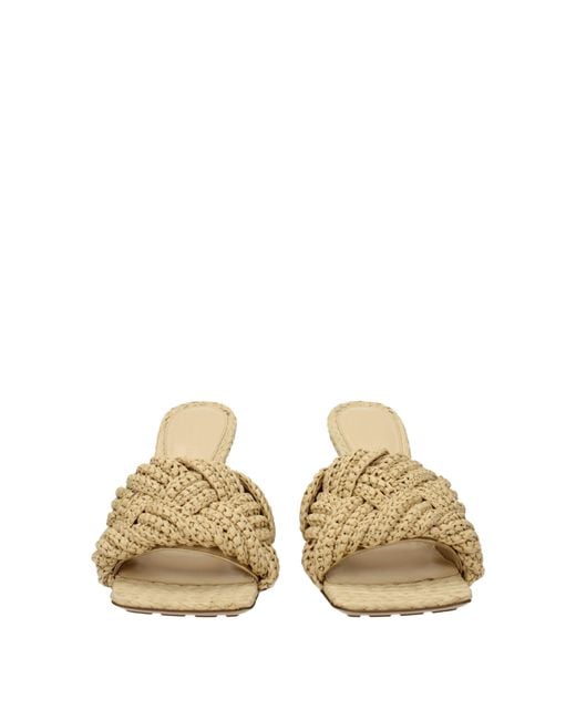 Bottega Veneta Metallic Lido Sandals Raffia/Sugar Cane