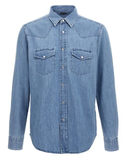 Tom Ford Denim Shirt in Blue für Herren